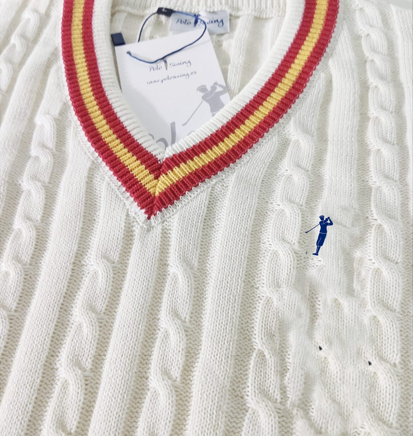 Jersey Pico Ocho Bandera España - Beige, 100% Algodón