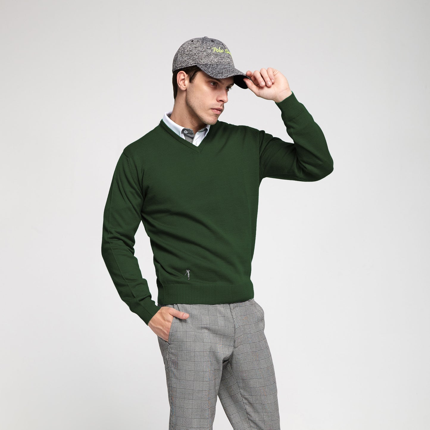 Jersey de Golf Pico Lana Merino Verde Botella | Comodidad y Estilo para Golfistas