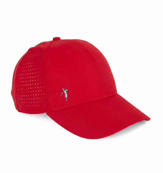 Gorra de golf perforada roja
